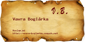 Vavra Boglárka névjegykártya